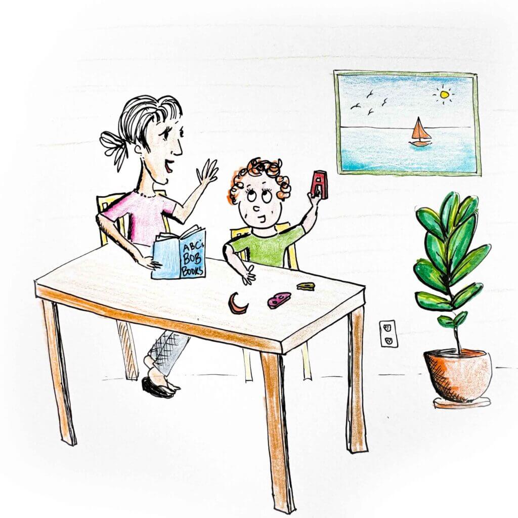 at the table studying
